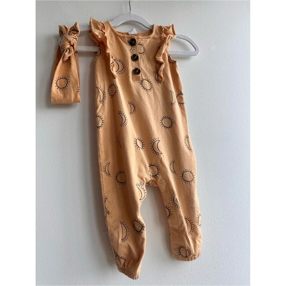 12M Sun Ruffle Baby Romper with Headband